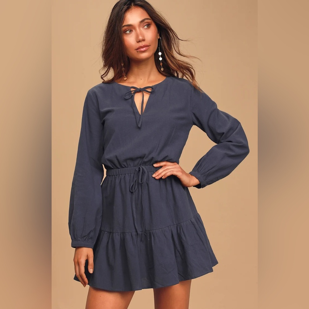 Lulus A Walk in the Park Navy Skater Dress